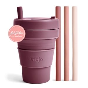 Stojo Collapsible Cup with 4 Reusable Straws